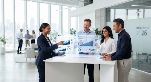 Profesionales compartiendo perspectivas a partir de datos e información de mercado